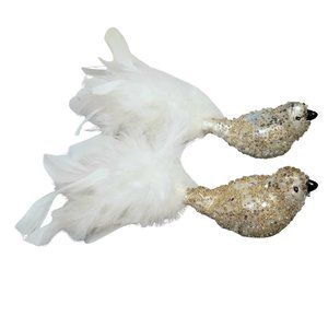 🕊 Vintage Embellished Dove Christmas Decor - Set of 2